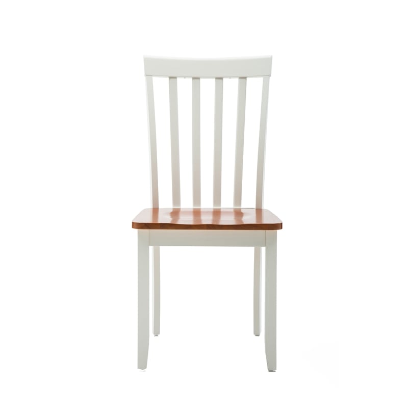 Pemberly Row Hardwood Contoured Dining Chair (Set of 2) in Cream Honey Oak