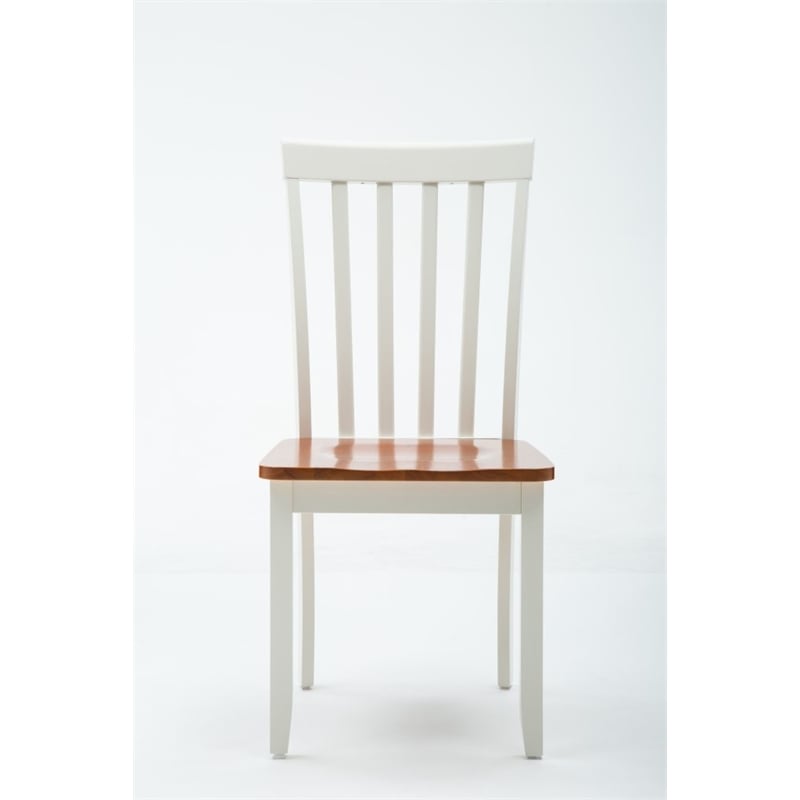 Pemberly Row Rubberwood 5 Piece Farmhouse Dining Set for 4 in Cream Honey Oak