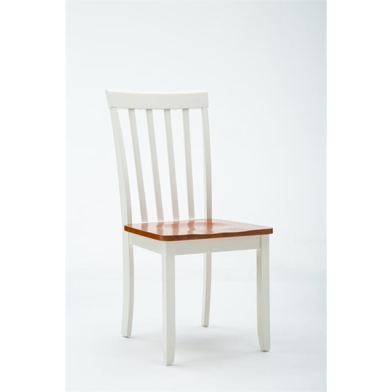 Pemberly Row Rubberwood 5 Piece Farmhouse Dining Set for 4 in Cream Honey Oak