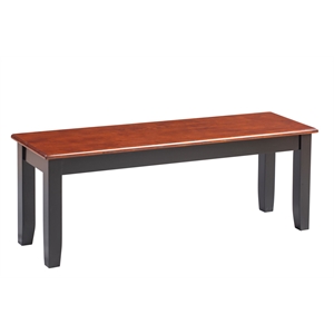 Pemberly Row Hardwood Shaker Style Backless Dining Bench in Black and Cherry