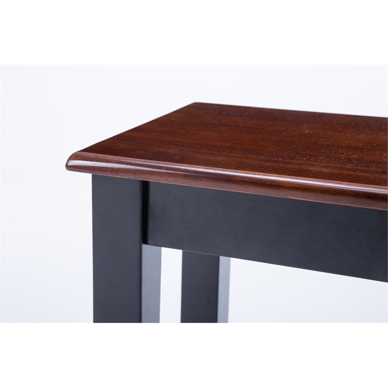 Pemberly Row Hardwood Shaker Style Backless Dining Bench in Black and Cherry