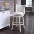 Pemberly Row Hardwood Bar Height Swivel Stool with Faux Leather in Buttermilk