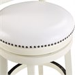 Pemberly Row Hardwood Bar Height Swivel Stool with Faux Leather in Buttermilk