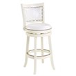 Pemberly Row Hardwood Bar Height Swivel Stool with Faux Leather in Buttermilk