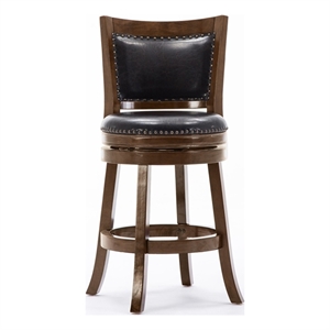 Pemberly Row Hardwood Counter Height Swivel Stool Faux Leather in Cappuccino