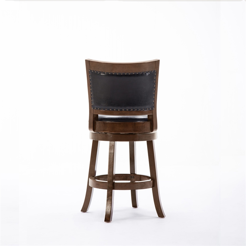 Pemberly Row Hardwood Counter Height Swivel Stool Faux Leather in Cappuccino