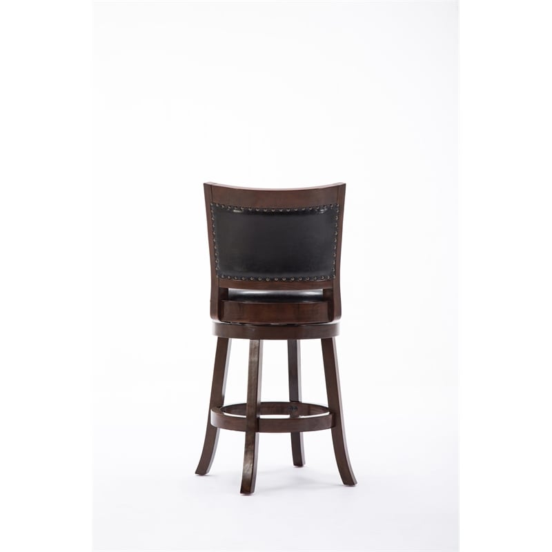 Pemberly Row Hardwood Counter Swivel Stool with Brass Nailhead in Cappuccino