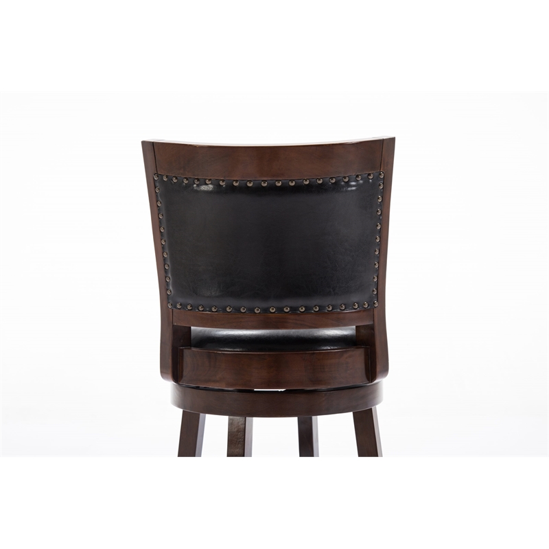 Pemberly Row Hardwood Counter Swivel Stool with Brass Nailhead in Cappuccino
