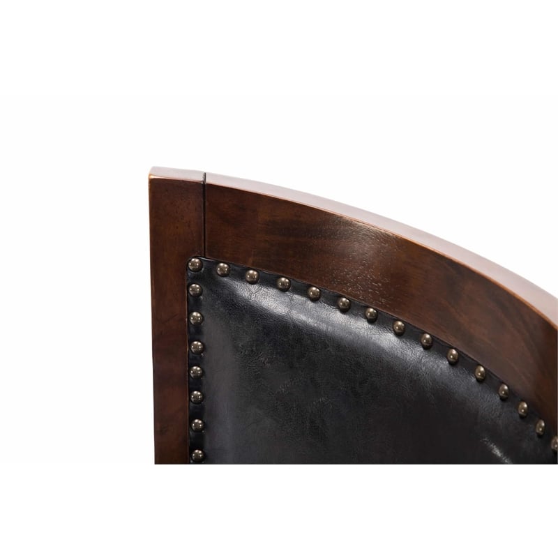 Pemberly Row Hardwood Counter Swivel Stool with Brass Nailhead in Cappuccino