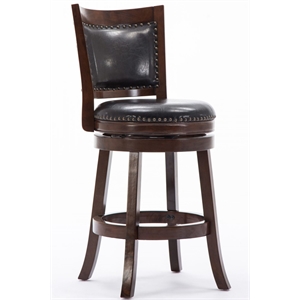 Pemberly Row Hardwood Counter Swivel Stool with Brass Nailhead in Cappuccino