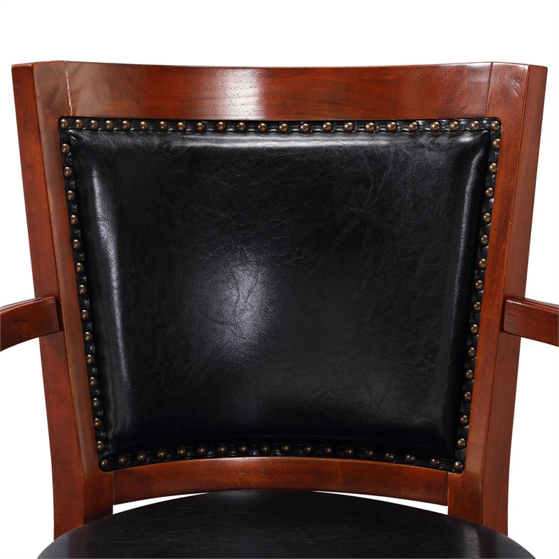 Pemberly Row Hardwood Swivel Bar Stool with Button Tufted Cushion in Black