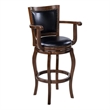 Pemberly Row Extra Tall Hardwood Swivel Bar Stool Button Tufted in Cappuccino
