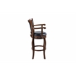 Pemberly Row Extra Tall Hardwood Swivel Bar Stool Button Tufted in Cappuccino