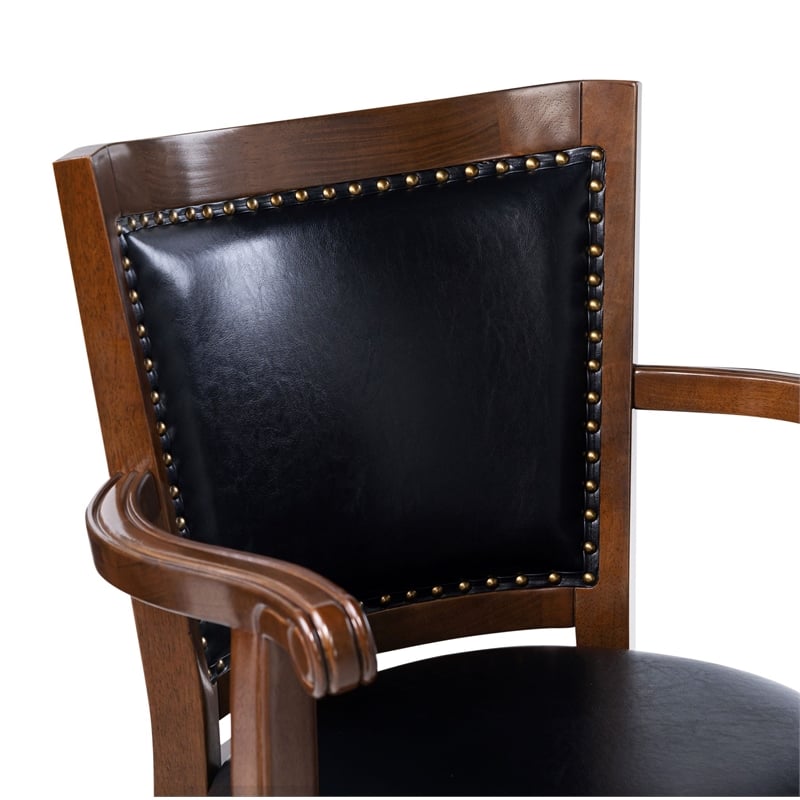 Pemberly Row Extra Tall Hardwood Swivel Bar Stool Button Tufted in Cappuccino