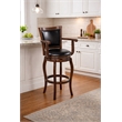 Pemberly Row Extra Tall Hardwood Swivel Bar Stool Button Tufted in Cappuccino