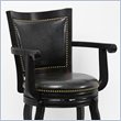 Pemberly Row Rubberwood Bar Height Swivel Stool with Nailhead Trim in Black
