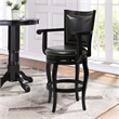 Pemberly Row Rubberwood Bar Height Swivel Stool with Nailhead Trim in Black