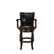 Pemberly Row Rubberwood Bar Height Swivel Stool with Armrests in Cappuccino