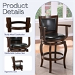 Pemberly Row Rubberwood Bar Height Swivel Stool with Armrests in Cappuccino