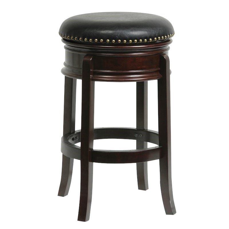 Pemberly Row Hardwood Bar Height Swivel Stool Foam Cushion in Cappuccino