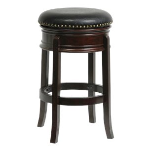 Pemberly Row Hardwood Bar Height Swivel Stool Foam Cushion in Cappuccino