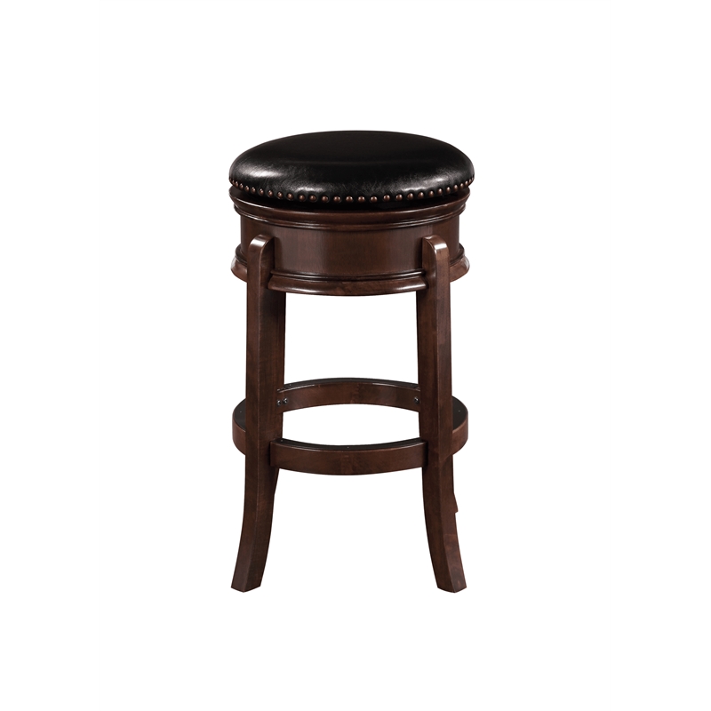 Pemberly Row Hardwood Bar Height Swivel Stool Foam Cushion in Cappuccino