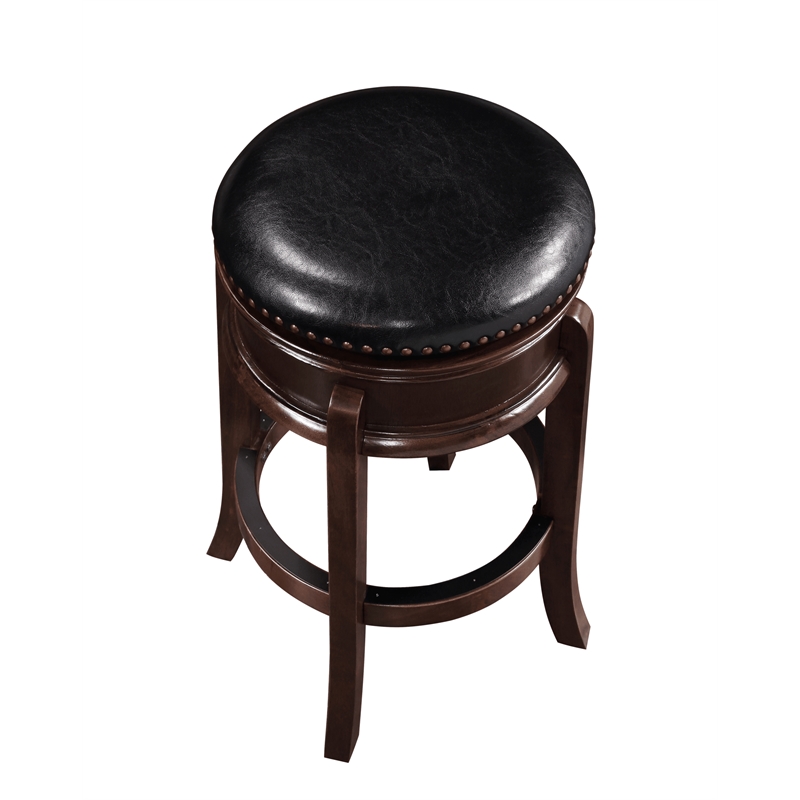 Pemberly Row Hardwood Bar Height Swivel Stool Foam Cushion in Cappuccino