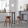 Pemberly Row Hardwood Bar Height Backless Swivel Stool Contoured Seat in Walnut