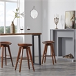 Pemberly Row Hardwood Bar Height Backless Swivel Stool Contoured Seat in Walnut