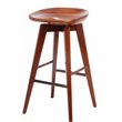 Pemberly Row Hardwood Bar Height Backless Swivel Stool Contoured Seat in Walnut