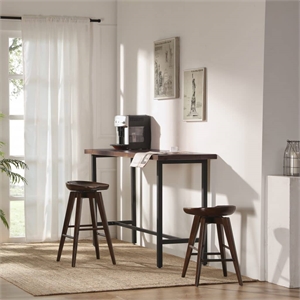 Pemberly Row Hardwood Backless Counter Swivel Stool Contoured Seat in Cappuccino