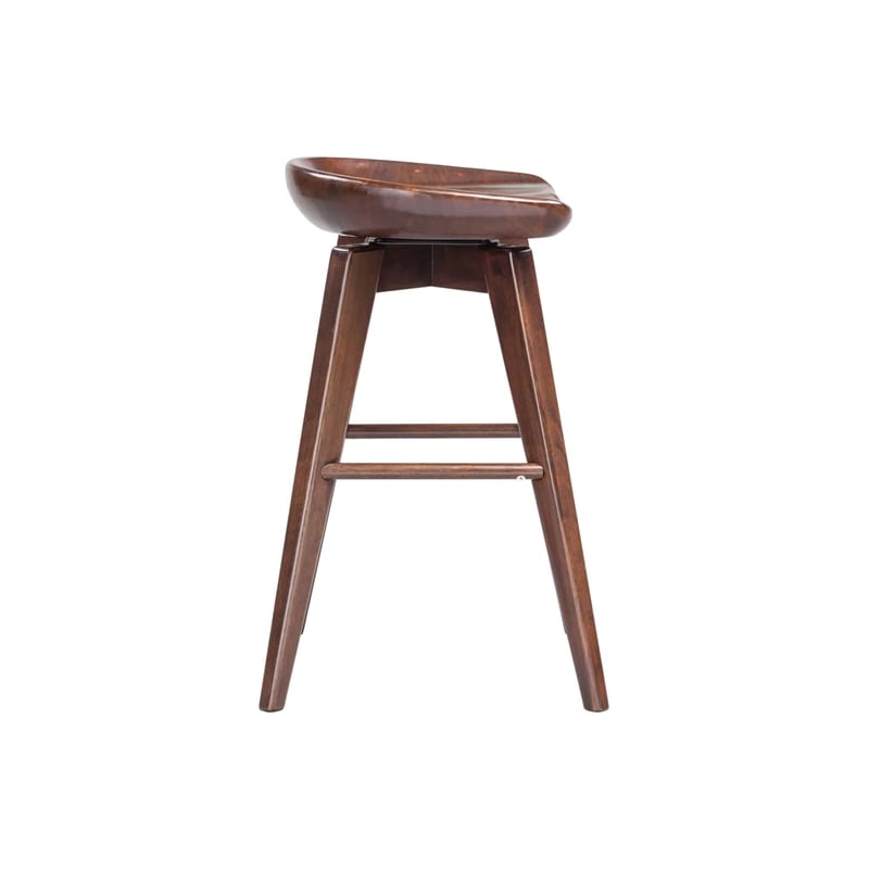 Pemberly Row Hardwood Backless Counter Swivel Stool Contoured Seat in Cappuccino