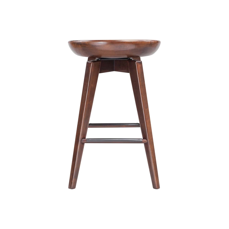 Pemberly Row Hardwood Backless Counter Swivel Stool Contoured Seat in Cappuccino