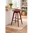 Pemberly Row Hardwood Bar Height Backless Swivel Stool Contoured Seat in Walnut