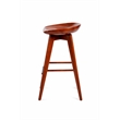 Pemberly Row Hardwood Bar Height Backless Swivel Stool Contoured Seat in Walnut