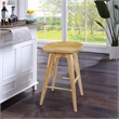 Pemberly Row Rubberwood Backless Swivel Bar Stool with Contoured Seat in Natural