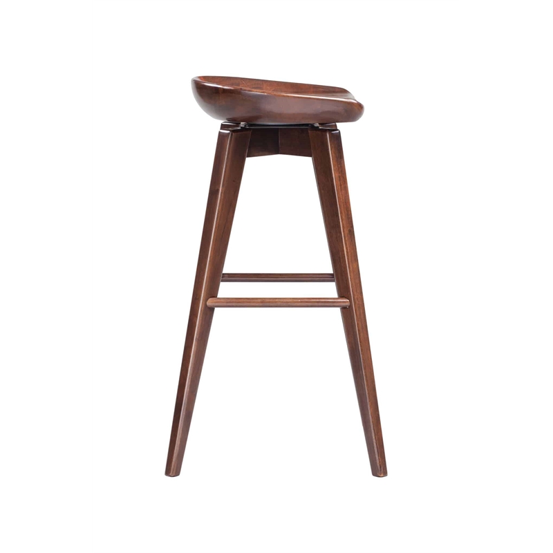 Pemberly Row Hardwood Backless Bar Swivel Stool Contoured Seat in Cappuccino