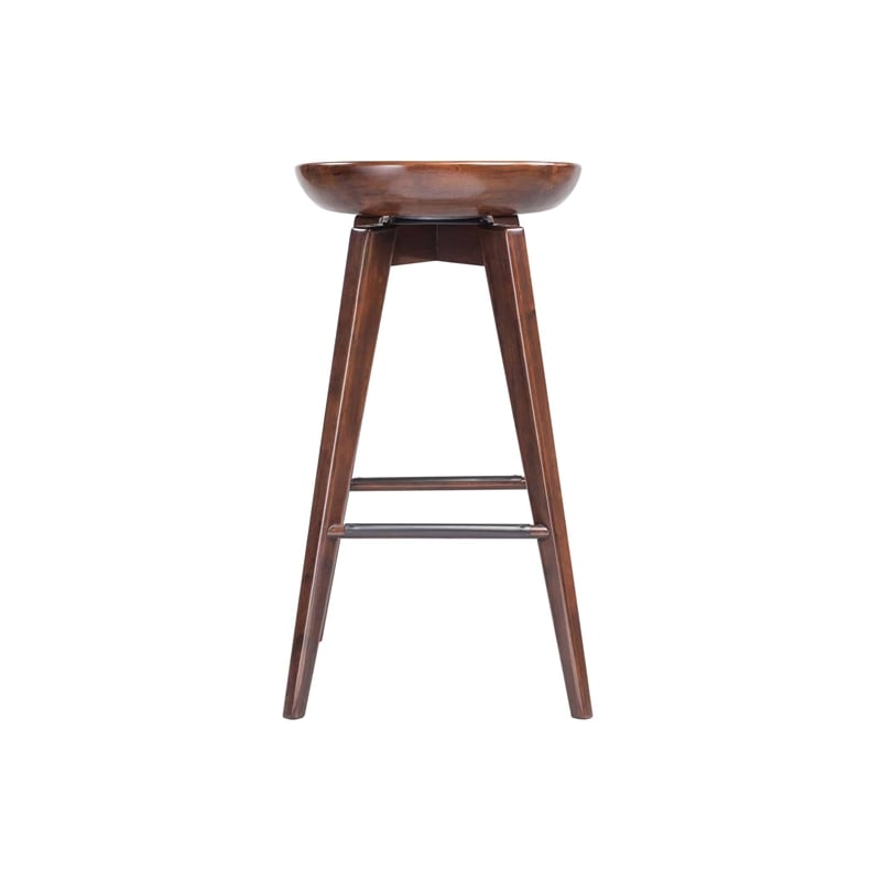 Pemberly Row Hardwood Backless Bar Swivel Stool Contoured Seat in Cappuccino