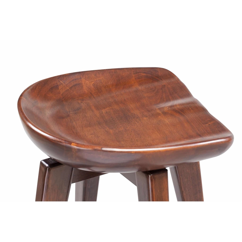 Pemberly Row Hardwood Backless Bar Swivel Stool Contoured Seat in Cappuccino