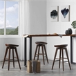 Pemberly Row Hardwood Backless Bar Swivel Stool Contoured Seat in Cappuccino