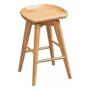 Pemberly Row Hardwood Backless Counter Swivel Stool Contoured Seat in Natural