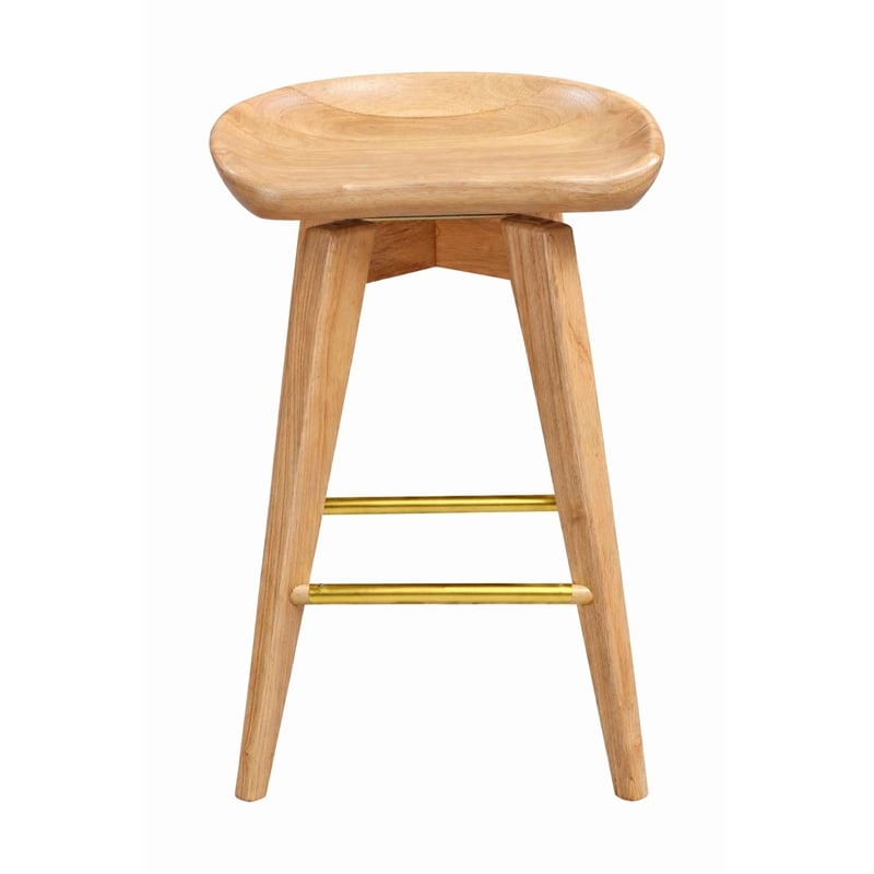 Pemberly Row Hardwood Backless Counter Swivel Stool Contoured Seat in Natural