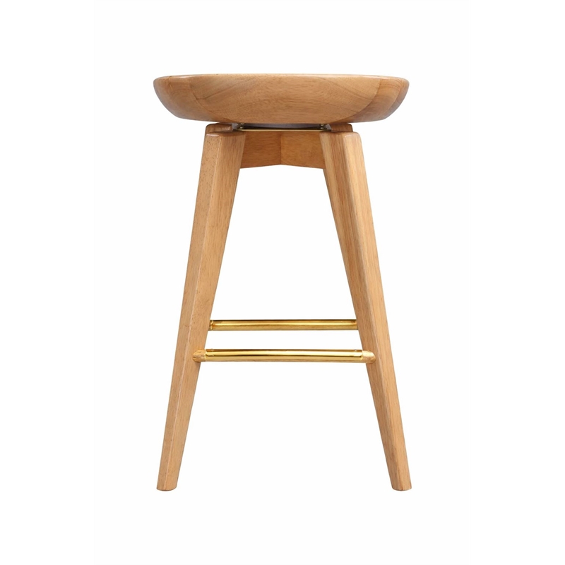 Pemberly Row Hardwood Backless Counter Swivel Stool Contoured Seat in Natural