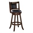 Pemberly Row Hardwood Padded Swivel Counter Stool Faux Leather in Cappuccino