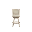 Pemberly Row Rubberwood Nailhead Swivel Counter Stool in Ivory