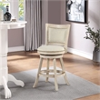 Pemberly Row Rubberwood Nailhead Swivel Counter Stool in Ivory
