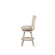 Pemberly Row Rubberwood Nailhead Swivel Counter Stool in Ivory
