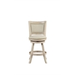 Pemberly Row Rubberwood Nailhead Swivel Counter Stool in Ivory
