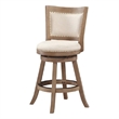 Pemberly Row Rubberwood Nailhead Swivel Counter Stool in Driftwood and Ivory
