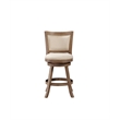 Pemberly Row Rubberwood Nailhead Swivel Counter Stool in Driftwood and Ivory
